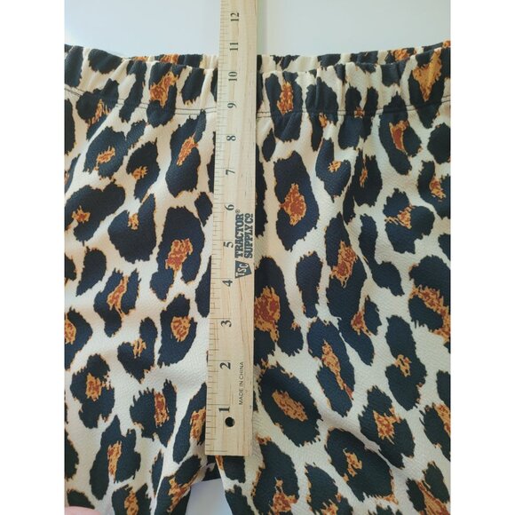 Park Avenue Leopard Print Bell Bottom Flare Pants L Pull On Elastic Waist - Picture 8 of 11